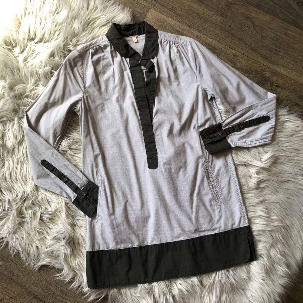 J. Crew Button Front Striped Tunic with Pockets